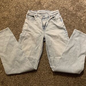 High waisted crossover mom jeans